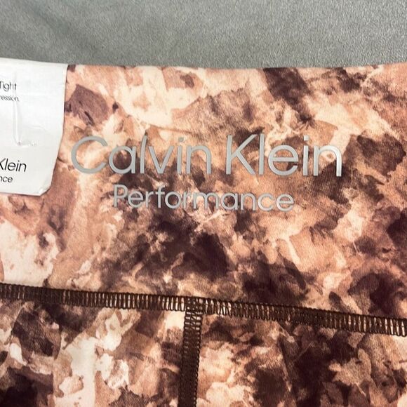 Calvin Klein Performance 7/8 Leggings Brown Tan Tie Dye High Waist XS NWT $78 - Picture 4 of 10